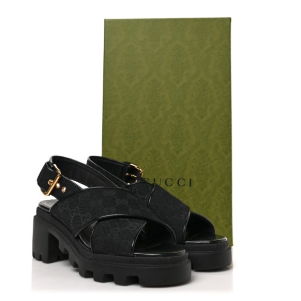 GUCCI sandals black GG lug platform